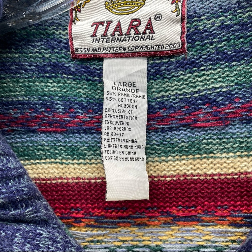 Vintage Tiara International Large Multicolor Knit Zip-Up Sweater/Cardigan READ - Picture 4 of 10